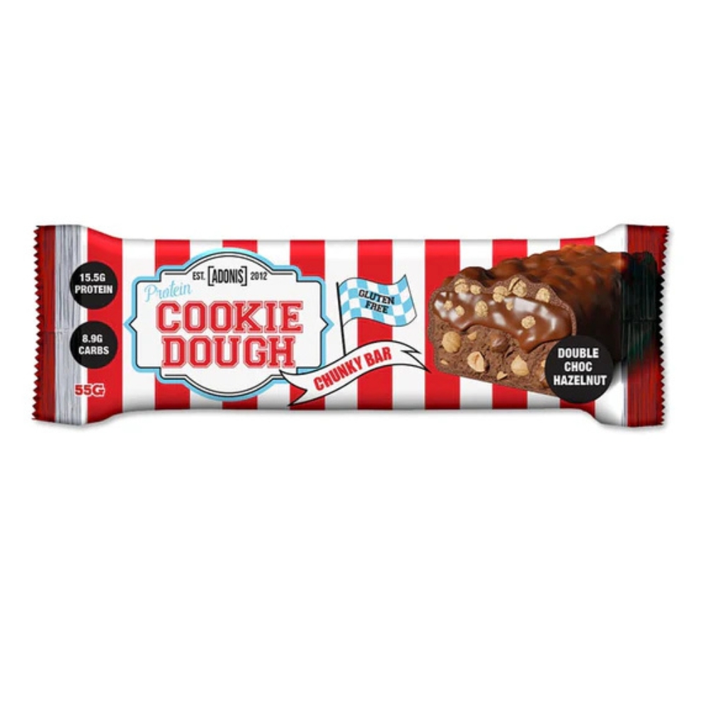Adonis Protein Cookie Dough Chunky Bar Double Chocolate Hazelnut 55g