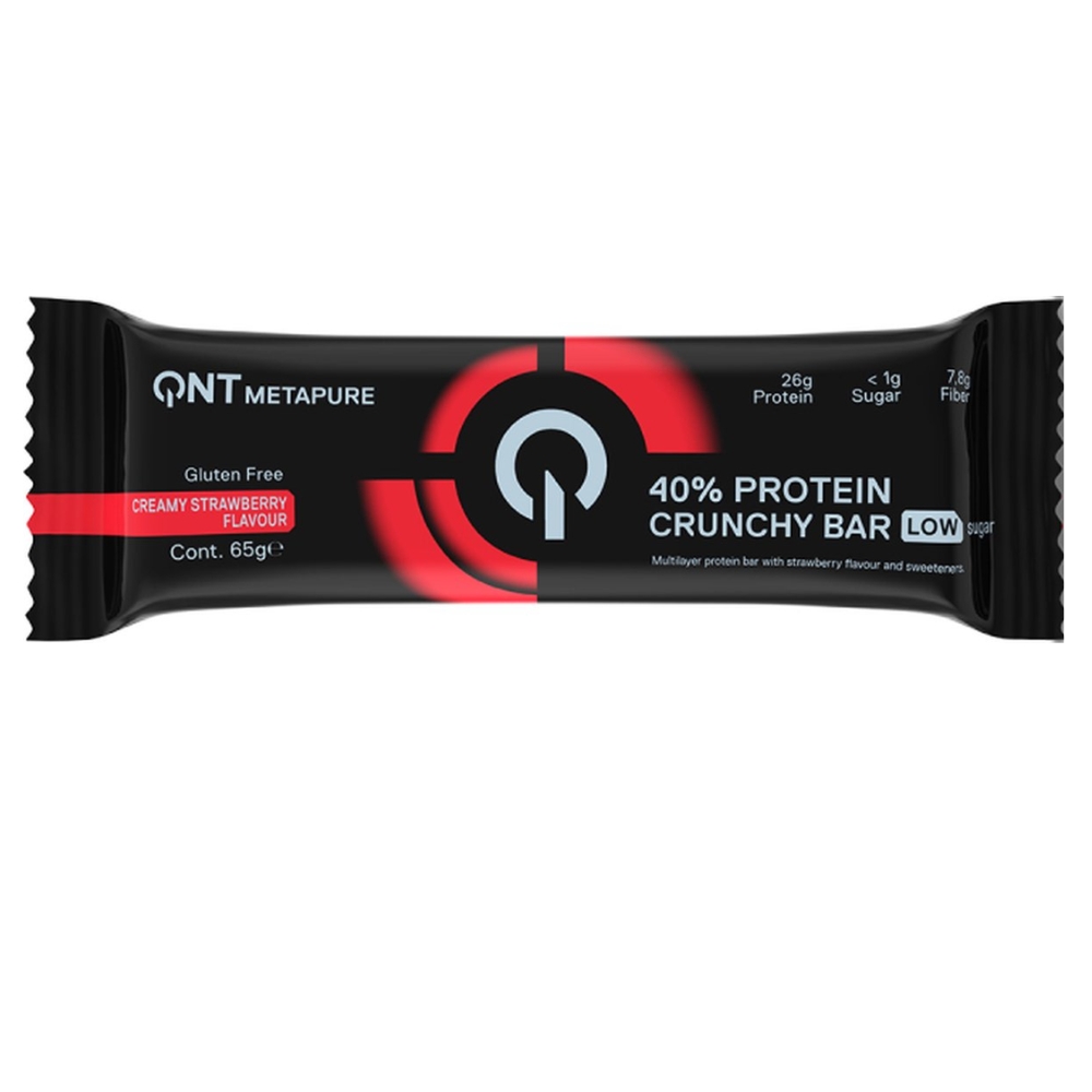 Qnt 40 Protein Crunchy Bar 12 65g Creamy Strawberry Flavor 1