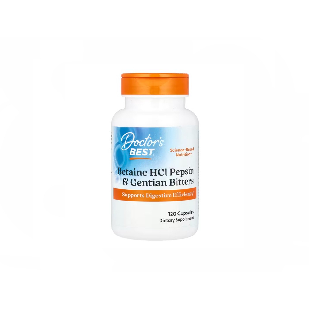 DOCTORS BEST BETAINE HCL PEPSIN & GENTAIN BITTERS 120 CAPSULES