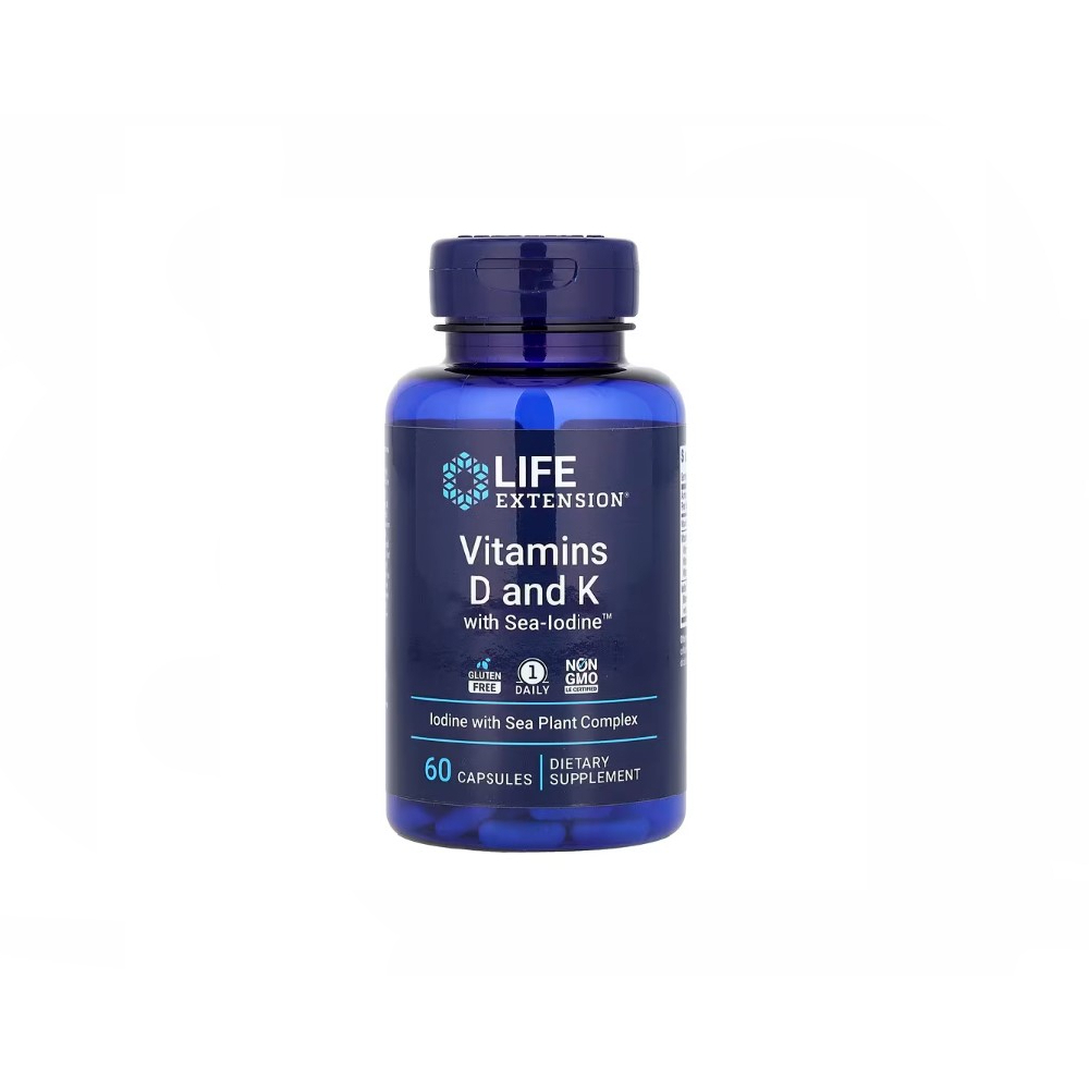 LIFE EXTENSION VITAMINS D AND K WITH SEA IODINE 60 CAPSULES
